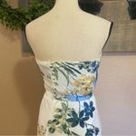 Lulus NWOT Season of Bliss White Floral Print Satin Strapless Midi Dress Photo 10
