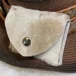 Hair on Hide Genuine Leather Card Holder with snap closure. Made in USA Tan Photo 0