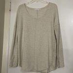 Athleta  Beige scoop neck knit pullover shirt size Medium Photo 0