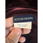 Boston Proper Women’s Blouse Large Burgundy Velvet Button Up Vintage Style Photo 9