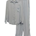 PINK - Victoria's Secret PINK Victoria’s Secret Silky Sleep Shine Long Pajama Set Hydrangea Blue Small Photo 0