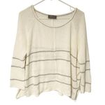 Wooden Ships  Womens Size Medium/Large White Striped Boxy Sweater Coastal Grandma Photo 0