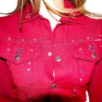 Vintage Put on Shop Burgundy Crystals Jean Jacket 14 XS Photo 2