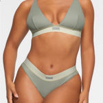 SKIMS  Cotton Rib Plunge Bralette in Mineral Green NWOT Photo 0