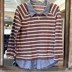 Entro Comfy Lightweight  Casual Mod Shirt Striped Collar Womens Medium Photo 1