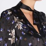 Rebecca Taylor Blouse Violet Floral Silk Satin Burnout Scarf Neck Top Sz 10 EUC Photo 2