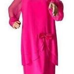 Vintage Ursula of Switzerland made USA Hot pink chiffon cocktail dress size 16 Photo 0