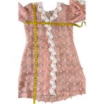 Size S Women Embroidered Long Sleeve Dress With Lace Trim Pink Photo 7