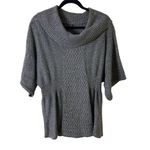 Gauge & Cable XL Gray Metallic Knit Sweater Tunic Cowl Neckline Wide Sleeves Photo 2