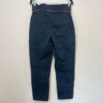 Veronica Beard  Womens Karter Pants 28 Blue Straight Belted Cotton Pleated‎ Crop Photo 3