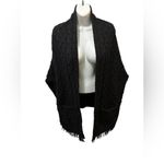 Aran Shawl Wrap With Pockets Black Cable Photo 2