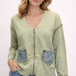 Vintage Produce Company 90s Green Mineral Wash Zip Jacket S Boho Artsy Grunge Size M Photo 0