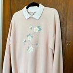 Jerzees VTG Collared Embroidered Flower Sweatshirt XL 46 Cottagecore Grannycore Photo 1