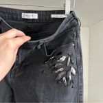 Guess Sexy Curve Bejeweled Distressed Black Jeans Size 30 Destroyed Knee Grunge Photo 4