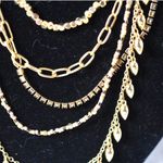 Loft  Reto Gold Tone Red Rhinestone Multi Layer/Style Chain Bib Glam Necklace Photo 1