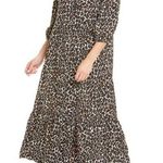 Rebecca Minkoff chelsea leopard print button front prairie dress shift midi Photo 0