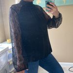 XL Black mock neck lace sleeve blouse Photo 1