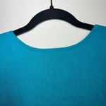 Ming Wang Scoop Neck Sleeveless Knit Top Teal Shell Side Slit Stretch Tank Large Photo 6