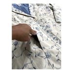 Susan Graver VTG  Ivory Blue embroidery Floral Linen Blend coat size 1X Photo 5