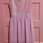 SheIn Light pink silk dress with crochet floral top. Barbiecore. Barbiepink Photo 0