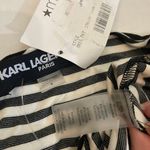 Karl Lagerfeld Paris Belted Striped Pouf Sleeve Round Neck Midi Fit Flare Dress Photo 7