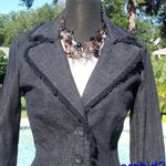 Cache Black Denim Top Jacket Eyelash Trim Stretch Front Button New $168 NWT Photo 3