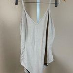Forever 21  Large Suede Neutral Beige Nude Bodysuit Tank Top Strappy Photo 0