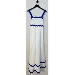 Petal and Pup Nancy Rickrack Maxi Dress in White/Blue Size Medium Photo 5