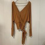 We The Free Free People  Rust Ribbed Wrap Tie Top Size Small Photo 1