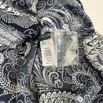 Talbots NWT Ink Deep Navy and White Paisley Long Sleeve Button Down Top, Size P Photo 3