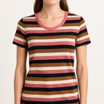 dip striped scoop neck short sleeve t Photo 0