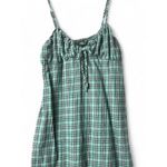 Wild Fable Women's S‎ Babydoll Dress Plaid Thin Strap Tie Front Mini Green Grunge Skater Photo 5