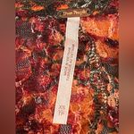Free People  Sheer Lace Blouse XS Oversized Floral Burgundy Rust Orange V-Neck Photo 5