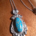 Mojave Blue Turquoise Stainless Steel Pendant Necklace Photo 2