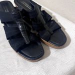 Donald Pliner Donald J Pliner Cork Platform Wedge Sandals Black Women's Size 9 Spain Photo 3