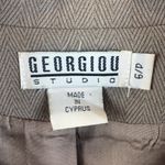 Georgiou Vintage Tan Cropped Military Structured Blazer Jacket Size 6P Photo 6