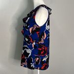 Jade Ruffle Floral Sleeveless Blouse Size XS Blue Photo 4