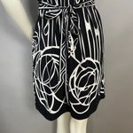 BCBGMAXAZRIA  Dress Abstract Print Black‎ White Tie Waist Pockets Size Medium Photo 6