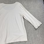 Vintage Womens Shirt XL White Scoop Neck Long Sleeve Ruffle Cuffs Pullover Photo 3