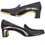 Sesto Meucci Black Penny Loafers Block Heel Shoes Size 10 Leather Square Toe Photo 4