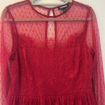 EXPRESS  red lace fairy skater tulle floral long sleeve dress size 10 Photo 7