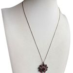 Elegant Sterling Silver Chain and Red Floral Pendant Necklace Photo 0