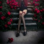 1 Pair Thin Light Two Tone Thigh Control Top Sheer‎ Over The Knee Socks One Size Photo 10