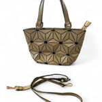 Geometric Patent Mini Satchel Crossbody – Cream & Black – Top Handle + Strap Tan Photo 0