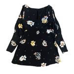 Free People Sunshadows Slit Sleeve Mini Dress Black Floral Long Sleeve Womens 4 Photo 2