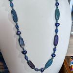 Vintage Perfectly Pastel Purple Natural Stone Beaded Necklace Toggle Clasp 27” Photo 2