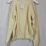 Belle De Jour Women’s Beaded Trim Cutout Shoulder Sweater Cream Size Large NWT Photo 0