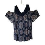 Torrid  Super Soft Crew Neck Eyelet Yoke Cold Shoulder Top Navy Blue size 2x Photo 0