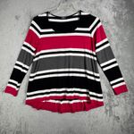 MIIK Tunic Top Long Sleeve Scoop Neck Casual Comfy Striped Black Gray Medium Photo 1