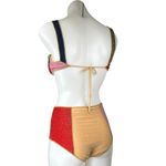 Boohoo  Multicolor Colorblock Glitter Strappy Swim Bikini Swimwear Set Size S Photo 1